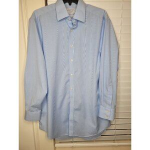 Charles Tyrwhitt Non-Iron Light Blue Check Dress Shirt 16/33 Slim Button up